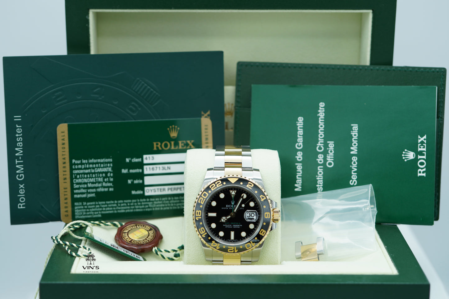 Rolex 116713LN GMT Master 2 Hai Tông Màu Viền Gốm Đen 2011