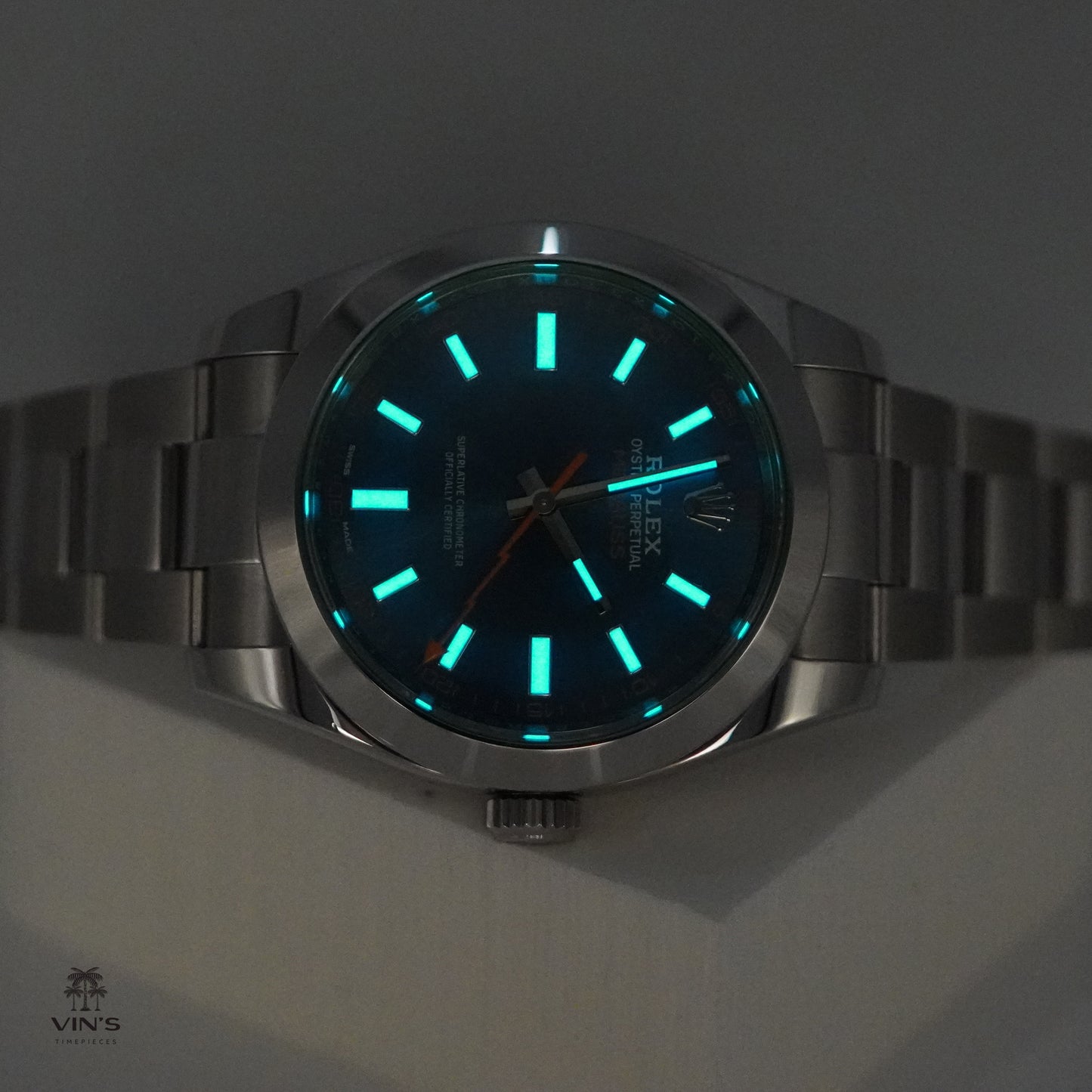 Rolex 116400GV Milgauss Green Crystal Z Blue Dial 2019