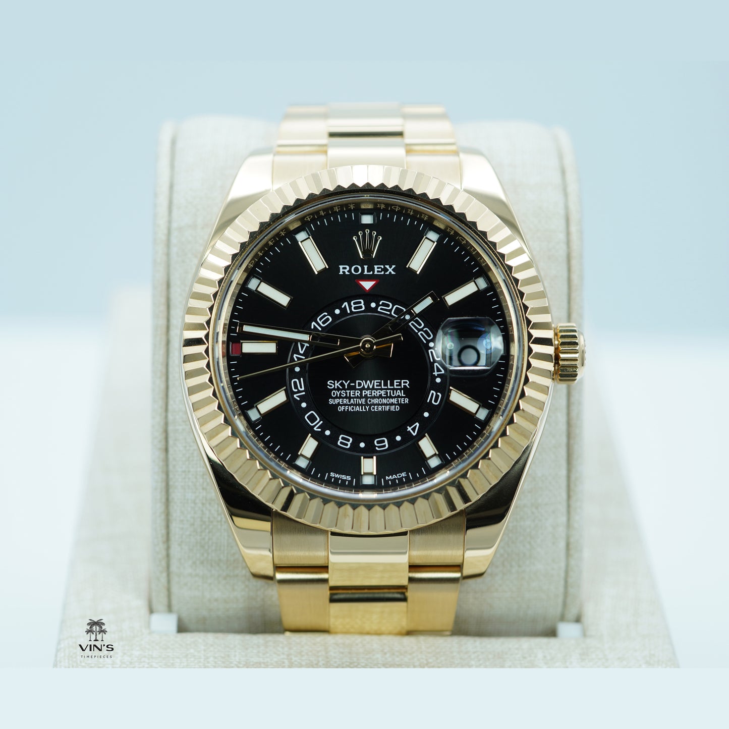Rolex 326938 Sky-Dweller 18K Vàng Mặt Số Đen Cọc Số Dạng Vạch 2021