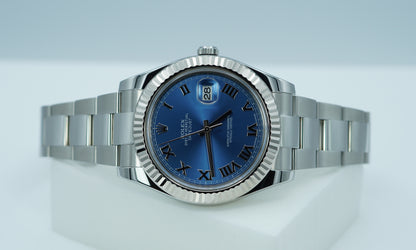 Rolex 116334 Datejust 2 Viền Khía Mặt Số Xanh La Mã Dây Đeo Oyster