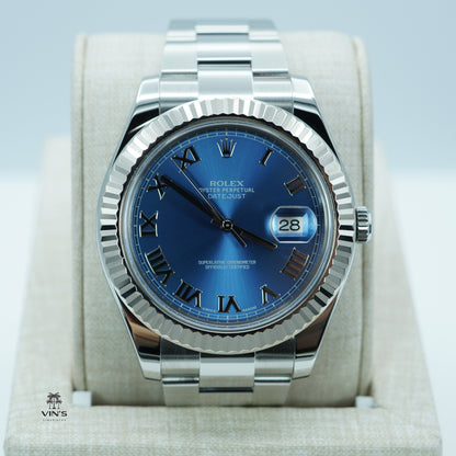 Rolex 116334 Datejust 2 Viền Khía Mặt Số Xanh La Mã Dây Đeo Oyster