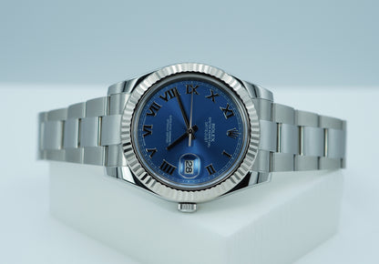 Rolex 116334 Datejust 2 Viền Khía Mặt Số Xanh La Mã Dây Đeo Oyster