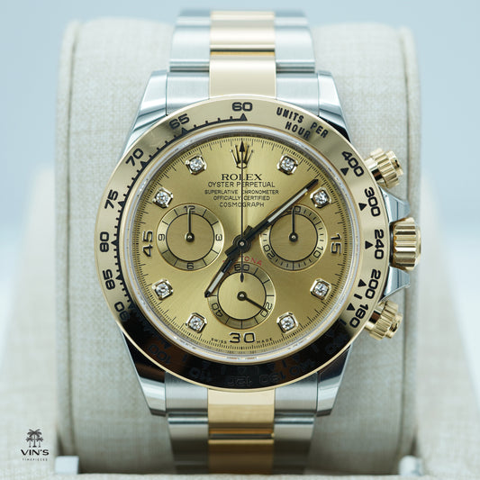 Rolex 116503 Daytona Two Tone Vàng 18K Mặt Số Kim Cương Màu Champagne 2023