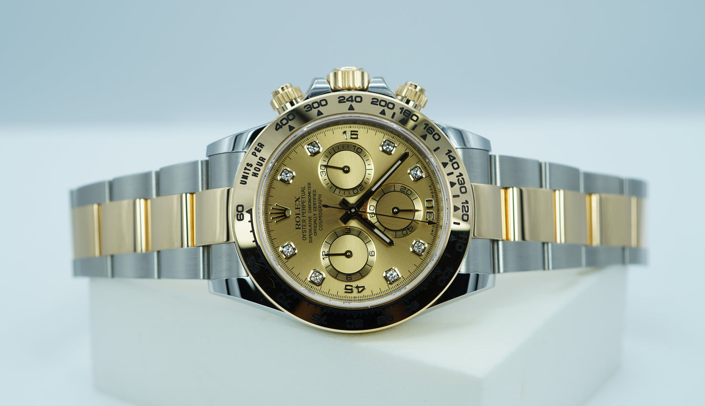 Rolex 116503 Daytona Two Tone Vàng 18K Mặt Số Kim Cương Màu Champagne 2023