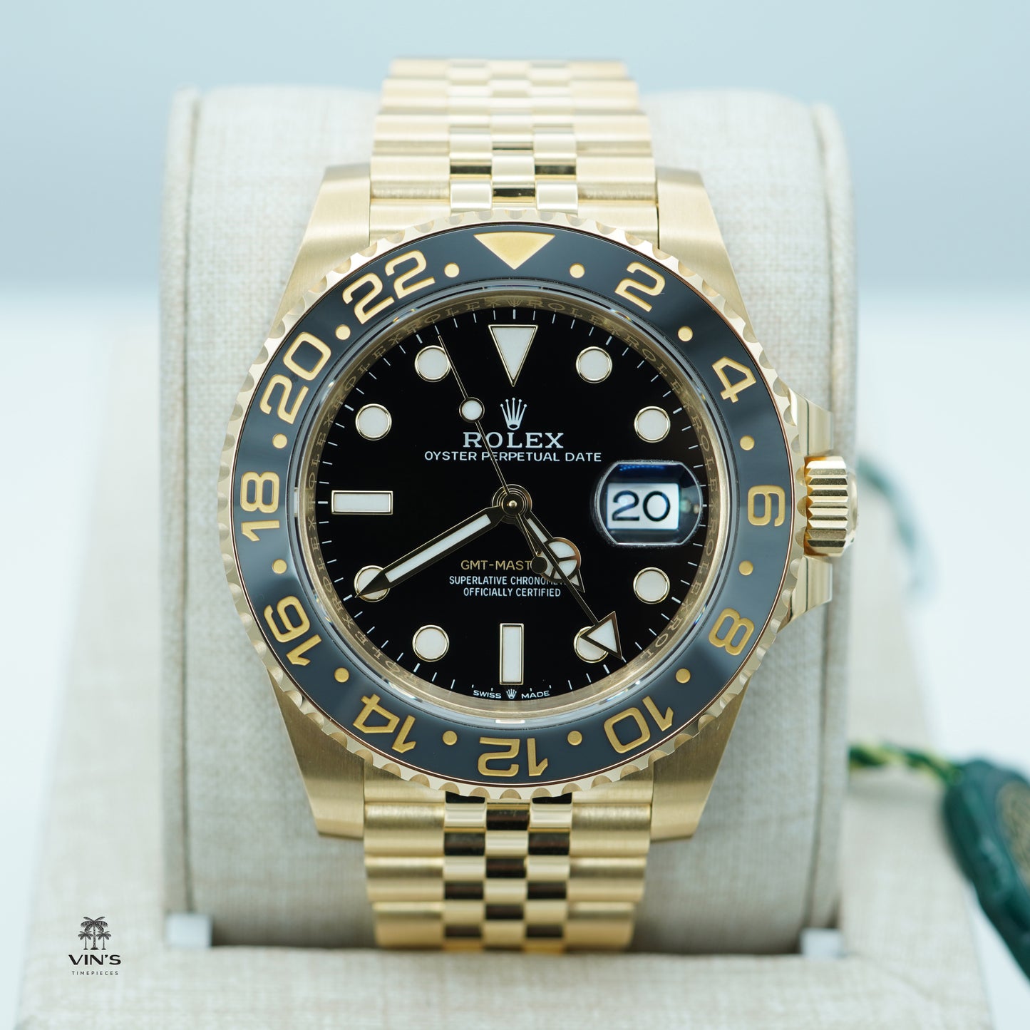 Rolex 126718GRNR GMT Master 2 Vàng Vàng Viền Xám Đen Dây Jubilee 2023