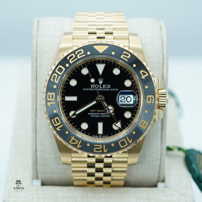 Rolex 126718GRNR GMT Master 2 Vàng Vàng Viền Xám Đen Dây Jubilee 2023