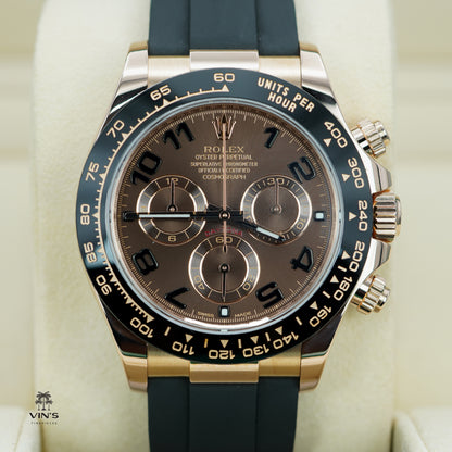 Rolex 116515LN Daytona Rose Gold Chocolate Arabic Dial với Dây Đeo Oysterflex