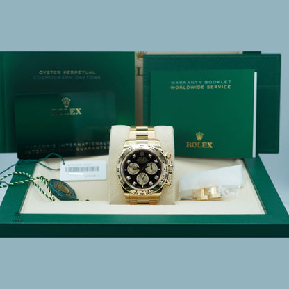 Rolex 126508 Daytona Vàng Vàng Mặt Số Đen Kim Cương Vàng Mẫu 2024