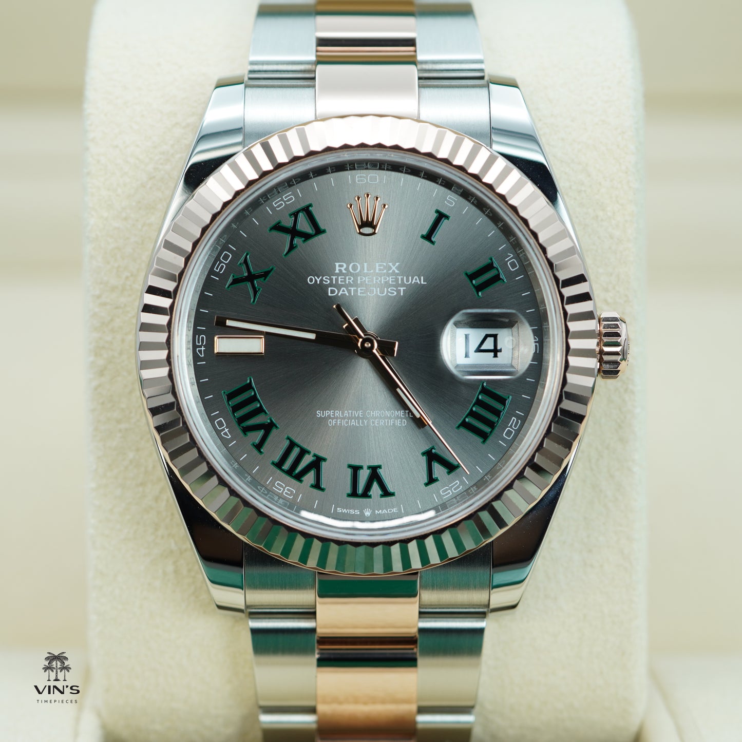 Rolex 126331 Datejust 41 Vàng Hồng 18K và Thép Mặt Số Wimbledon 2024
