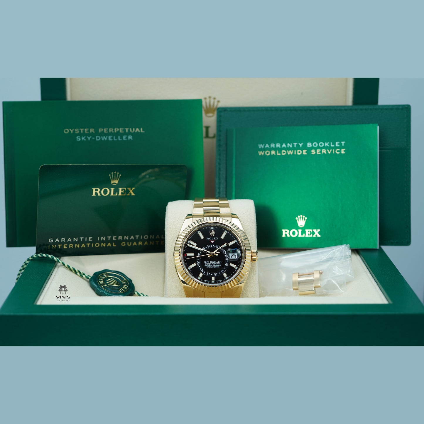 Rolex 326938 Sky-Dweller 18K Vàng Mặt Số Đen Cọc Số Dạng Vạch 2021