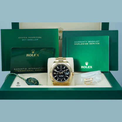 Rolex 326938 Sky-Dweller 18K Vàng Mặt Số Đen Cọc Số Dạng Vạch 2021