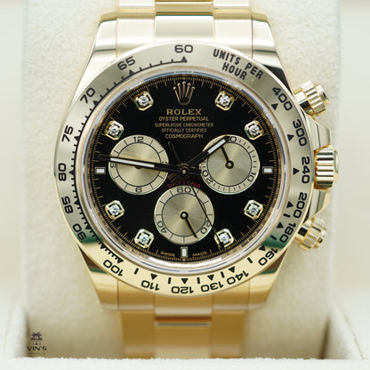 Rolex 126508 Daytona Vàng Vàng Mặt Số Đen Kim Cương Vàng Mẫu 2024