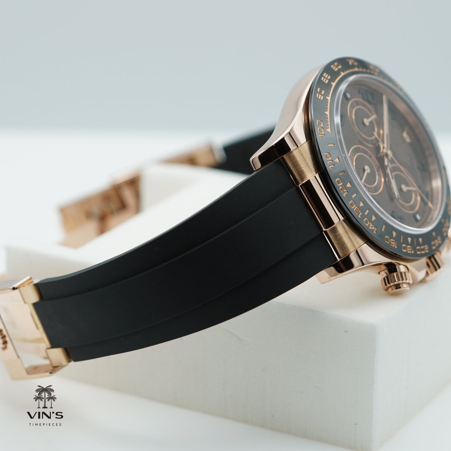 Rolex 116515LN Daytona Rose Gold Chocolate Arabic Dial với Dây Đeo Oysterflex