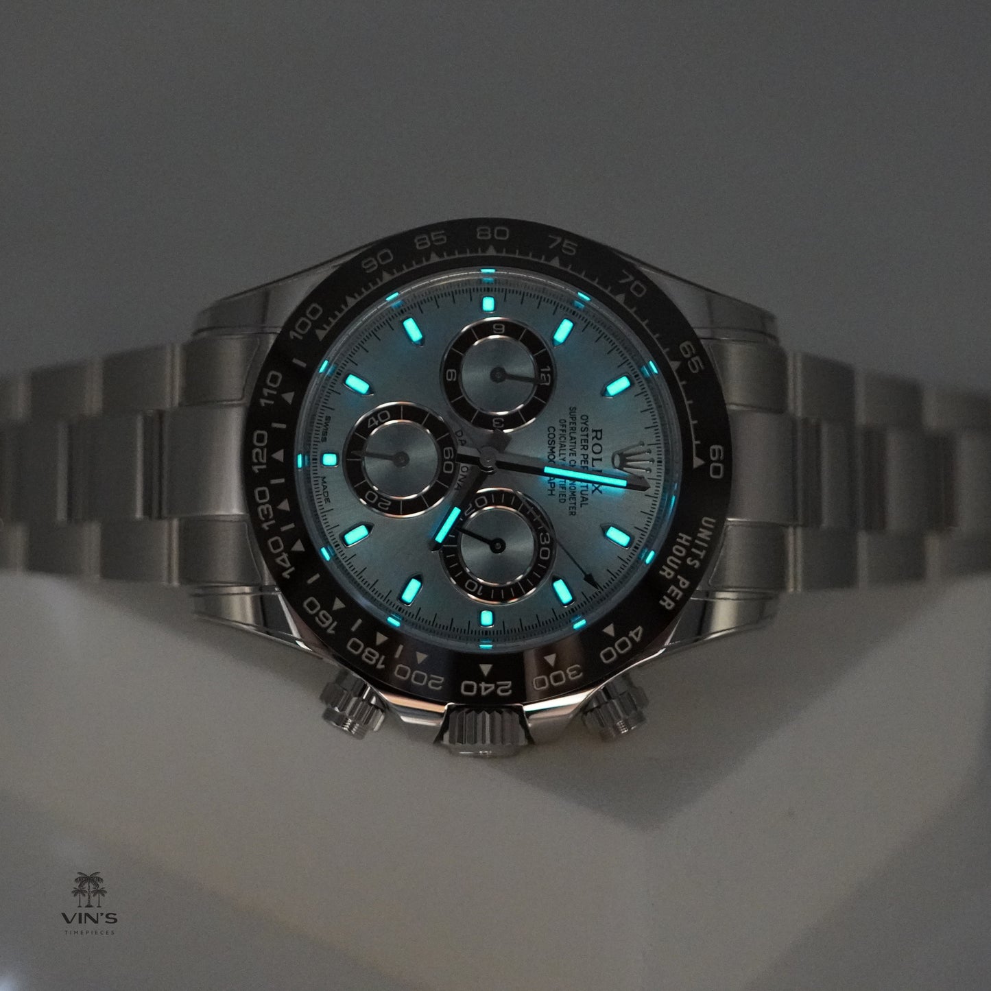 Rolex 126506 Daytona Platinum Mặt Số Xanh Băng 2023