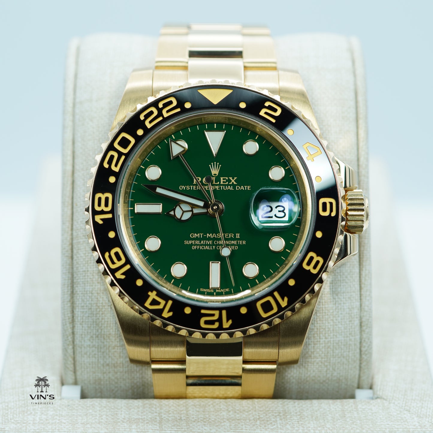 Rolex 116718LN GMT Master 2 Vàng Vàng 18K Mặt Số Xanh Lá Đã Được Bảo Dưỡng Tại Rolex Service Center