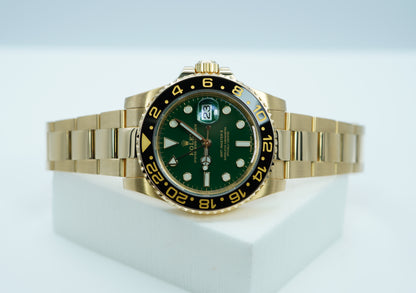 Rolex 116718LN GMT Master 2 Vàng Vàng 18K Mặt Số Xanh Lá Đã Được Bảo Dưỡng Tại Rolex Service Center