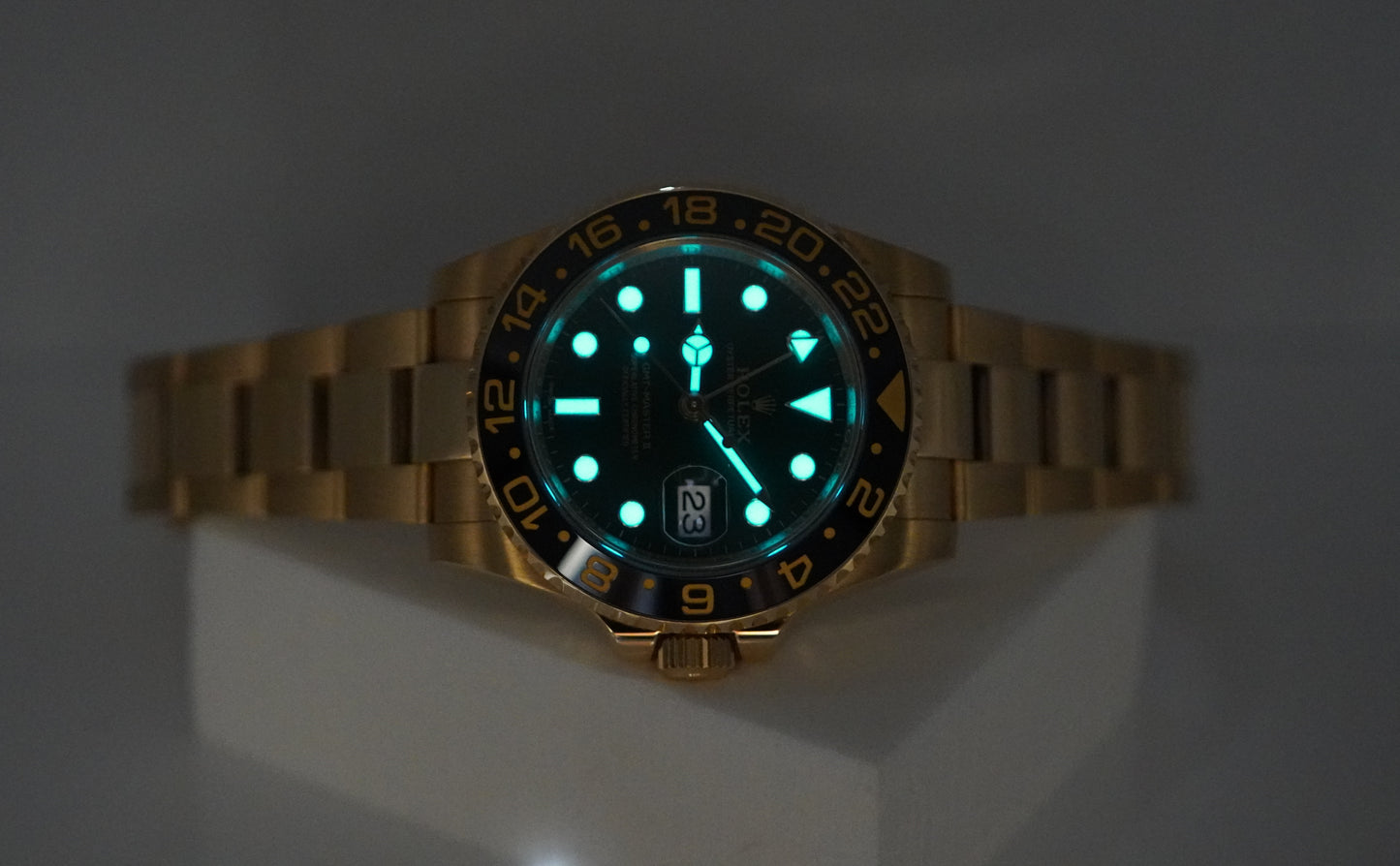 Rolex 116718LN GMT Master 2 Vàng Vàng 18K Mặt Số Xanh Lá Đã Được Bảo Dưỡng Tại Rolex Service Center